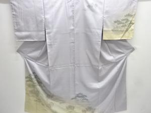 未使用品　松に槌車模様刺繍手織り節紬訪問着